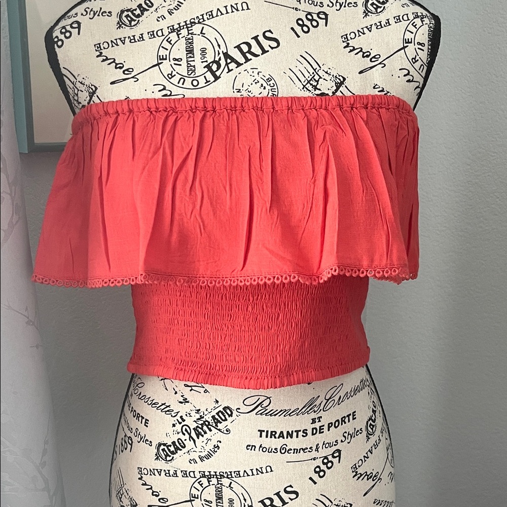 Patrons of Peace Red Off-Shoulder Crop Top